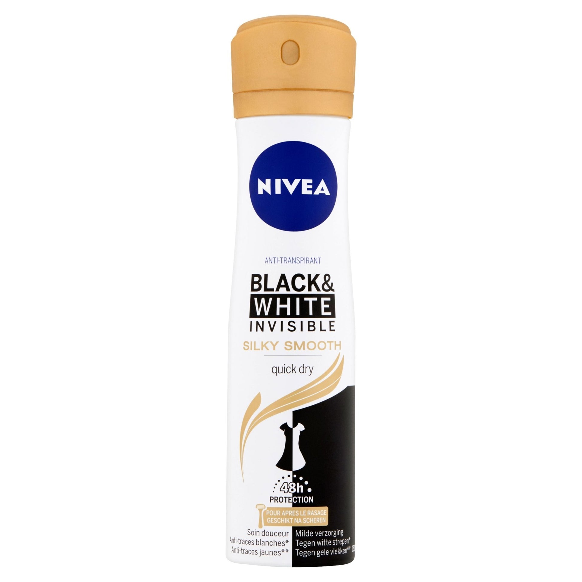 Nivea Deodorant black & white silky smooth spray 150 Milliliter - DrogistWereld