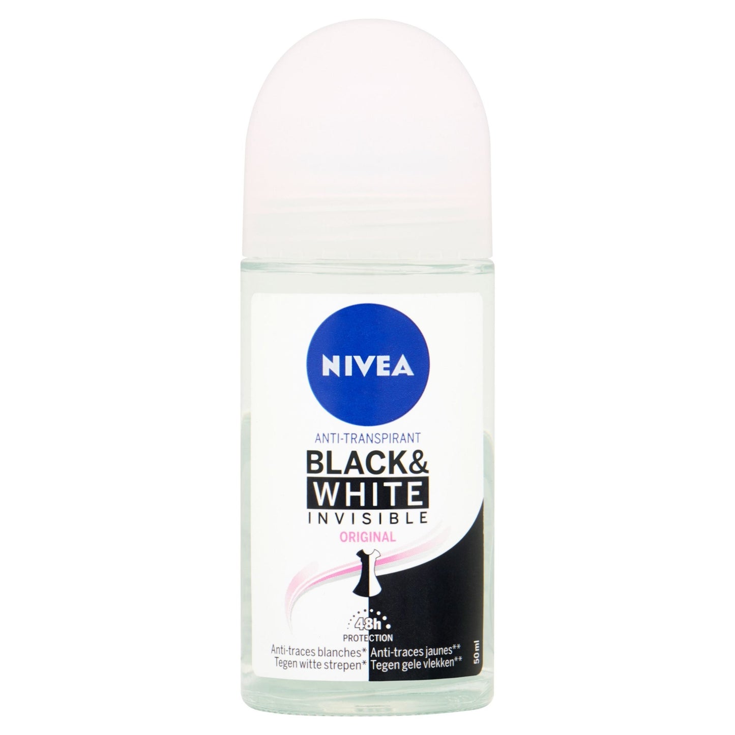 Nivea Deodorant roller invisible black & white clear 50 Milliliter - DrogistWereld