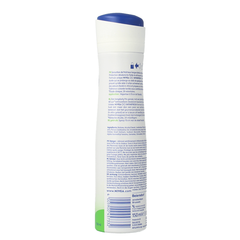 Nivea Deodorant spray fresh pure jasmine 150 Milliliter - DrogistWereld