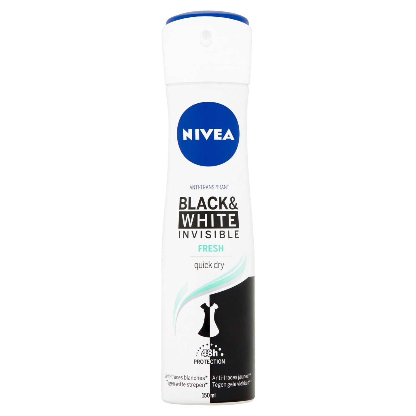 Nivea Deodorant spray invisible black & white fresh 150 Milliliter - DrogistWereld