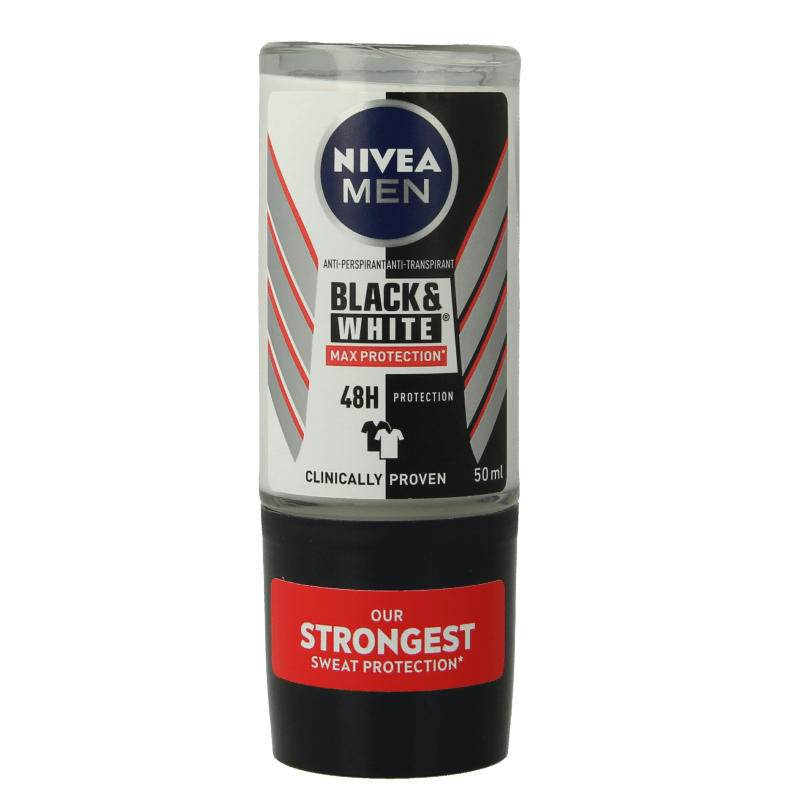 Nivea Men deodorant roller black & white max protection 50 Milliliter - DrogistWereld