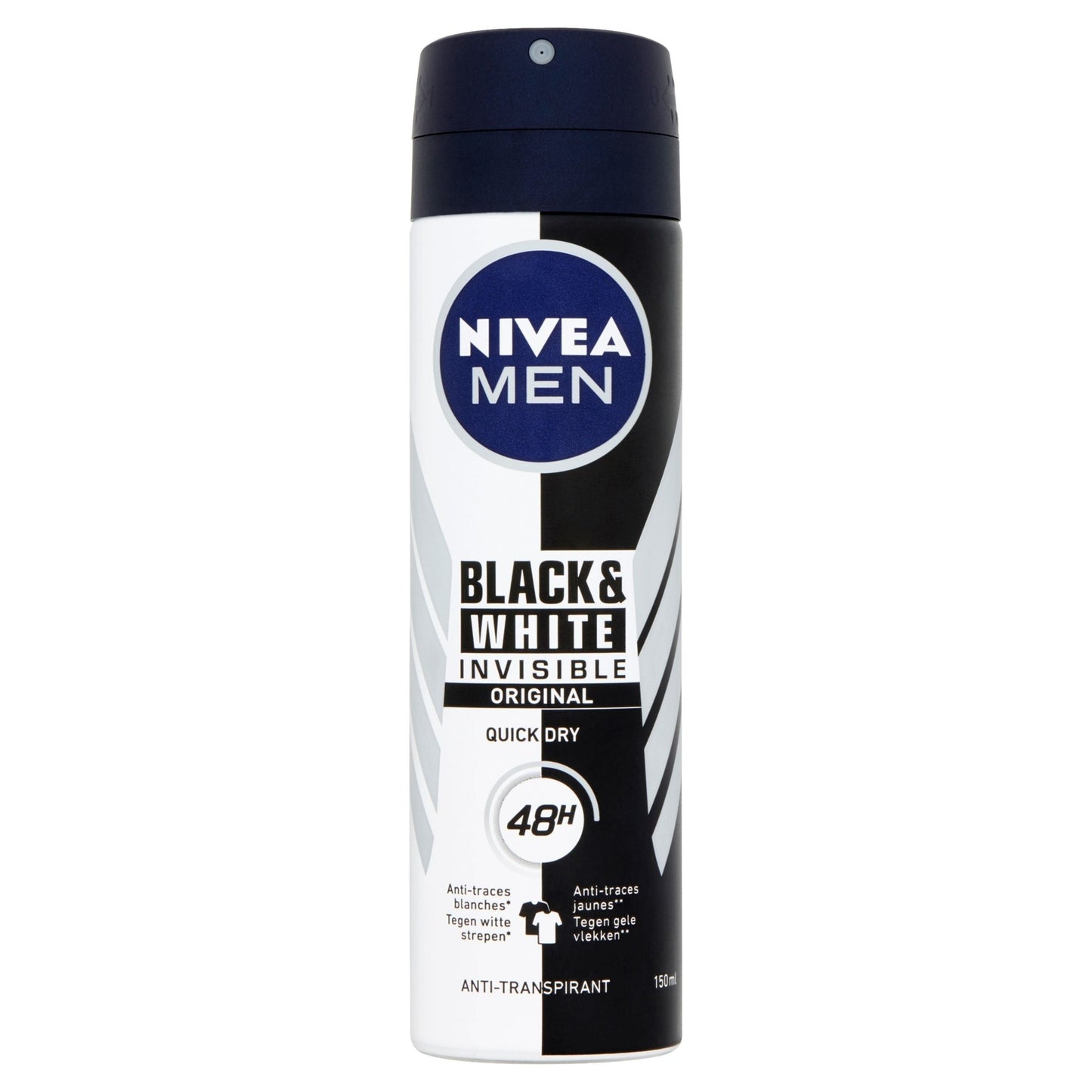 Nivea Men deodorant spray invisible black & white 150 Milliliter - DrogistWereld