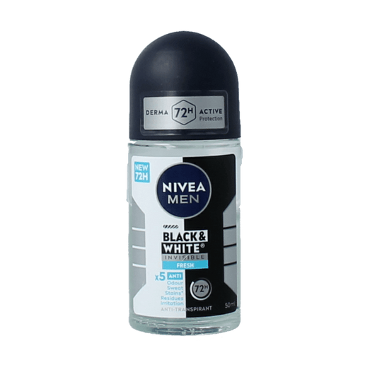 Nivea Men deoroller black & white fresh 50 Milliliter - DrogistWereld