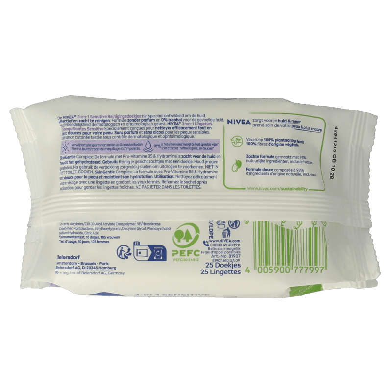 Nivea Sensitive reinigingsdoekjes 25 Stuks - DrogistWereld
