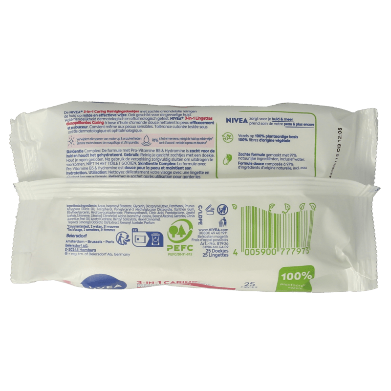 Nivea Verzachtende doekjes droge/gevoelige huid 25 Stuks - DrogistWereld