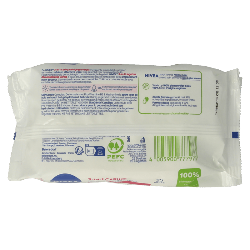 Nivea Verzachtende doekjes droge/gevoelige huid 25 Stuks - DrogistWereld
