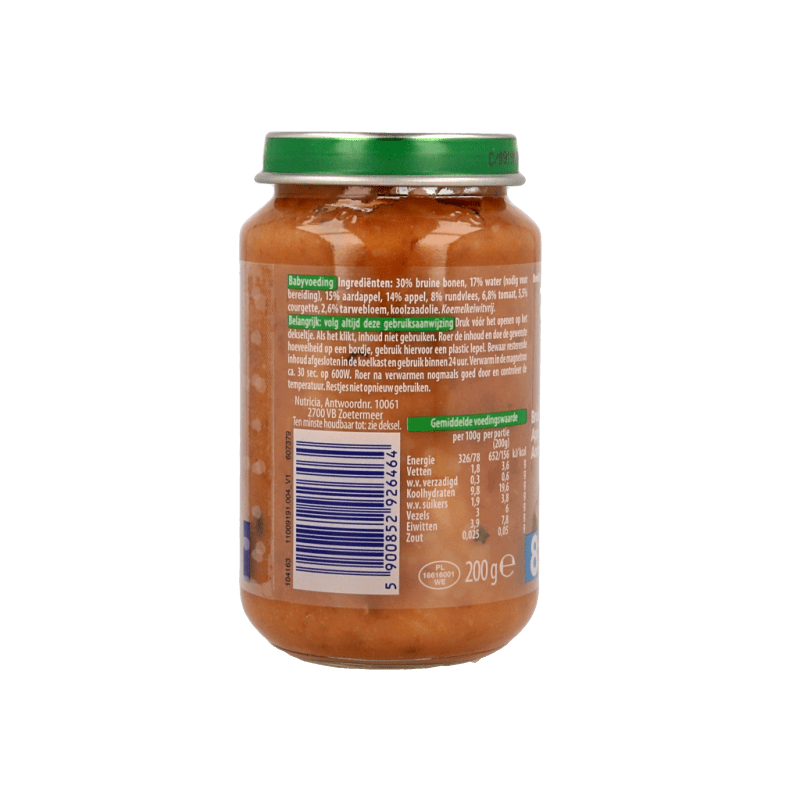 Olvarit Bruine bonen appel rundvlees aardappel 8M00 200 Gram - DrogistWereld