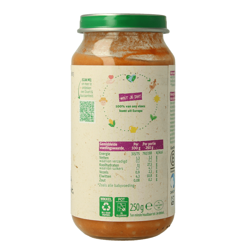Olvarit Pasta tomaat ham 18M03 250 Gram - DrogistWereld