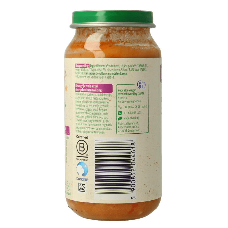 Olvarit Pasta tomaat ham 18M03 250 Gram - DrogistWereld