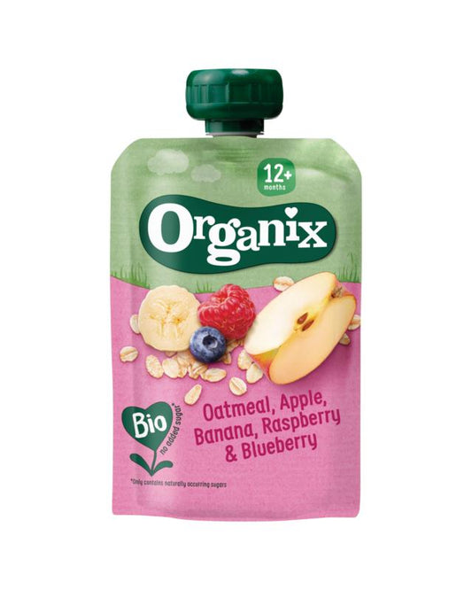 Organix Knijpfruit havermout appel banaan framb 12+M bio 100 Gram - DrogistWereld