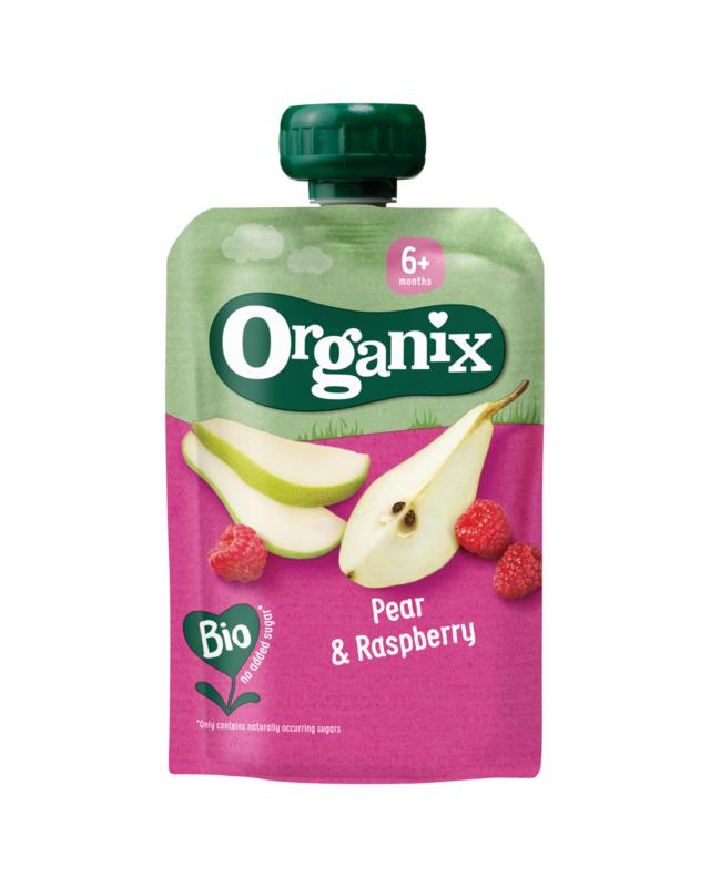 Organix Knijpfruit peer en framboos 6 maanden bio 100 Gram - DrogistWereld