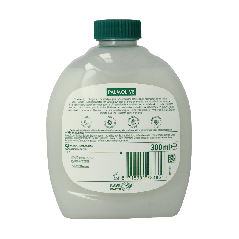 Palmolive Vloeibare zeep melk & amandel navulling 300 Milliliter - DrogistWereld