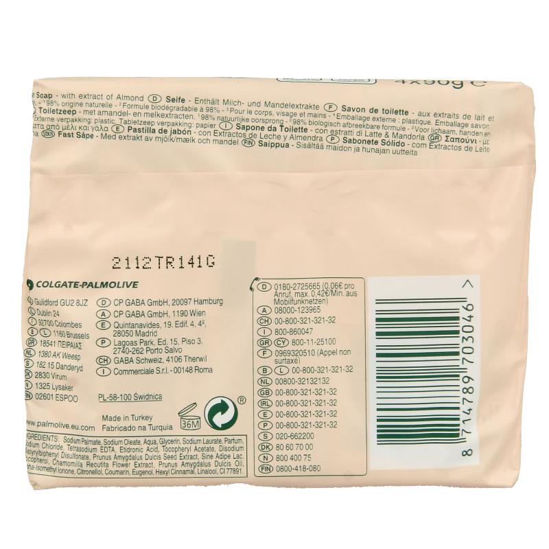 Palmolive Zeep sensitive almond 90 gram 4 Stuks - DrogistWereld