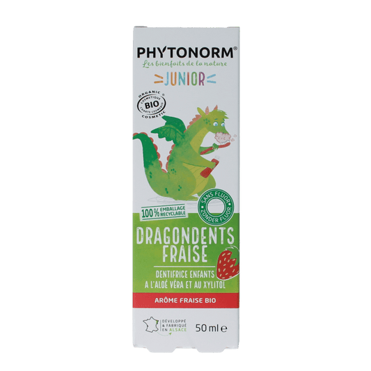 Phytonorm Dragondent tandpasta kind aardbei 50 Milliliter - DrogistWereld