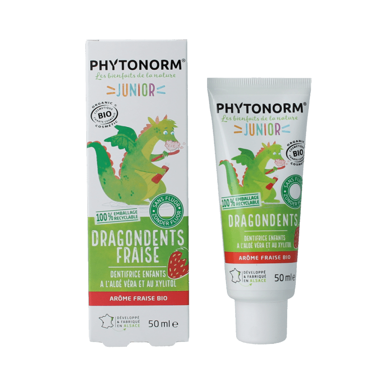 Phytonorm Dragondent tandpasta kind aardbei 50 Milliliter - DrogistWereld