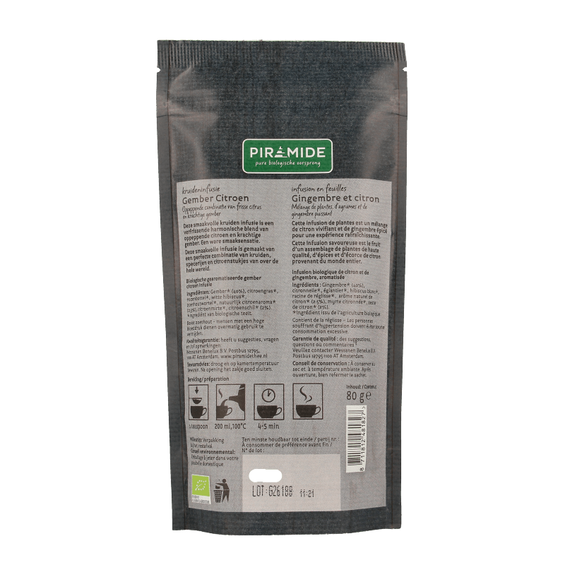 Piramide Gember citroen bio 80 Gram - DrogistWereld