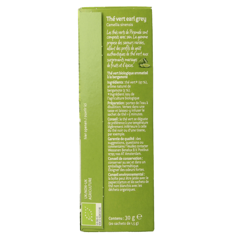 Piramide Groene thee & earl grey eko bio 20 Zakjes - DrogistWereld