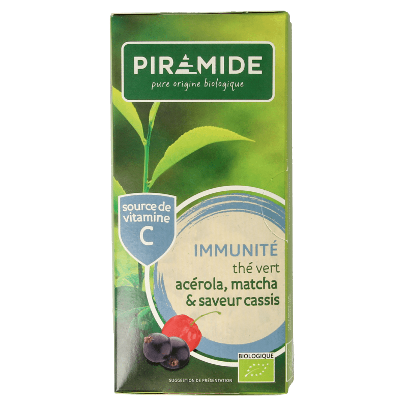 Piramide Immuun groene thee acerola matcha & zwarte bes bio 20 Zakjes - DrogistWereld