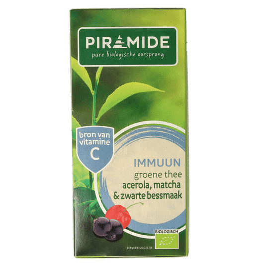 Piramide Immuun groene thee acerola matcha & zwarte bes bio 20 Zakjes - DrogistWereld