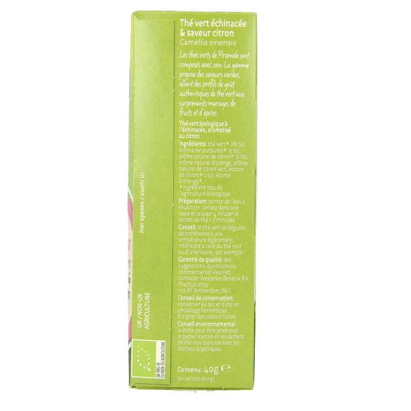 Piramide Verfrissend groene thee citroen & echinacea bio 20 Zakjes - DrogistWereld