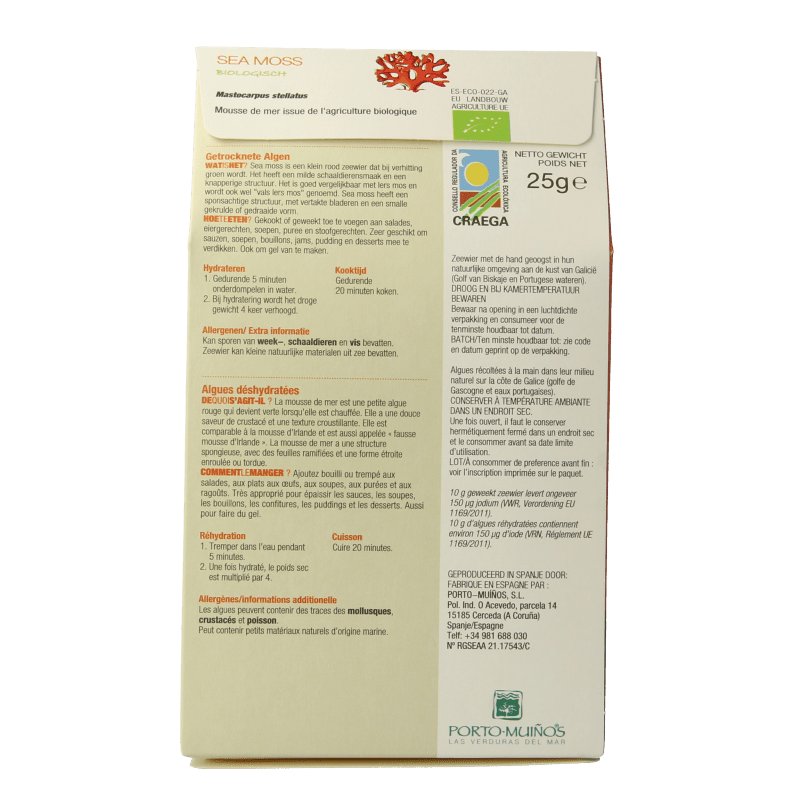 Porto Muinos Sea moss bio 25 Gram - DrogistWereld