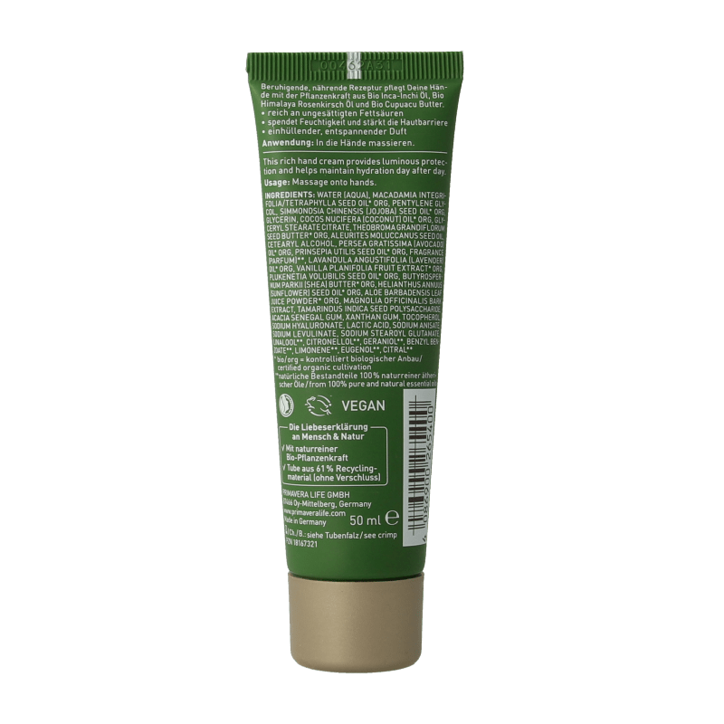 Primavera Relaxing hand cream 50 Milliliter - DrogistWereld