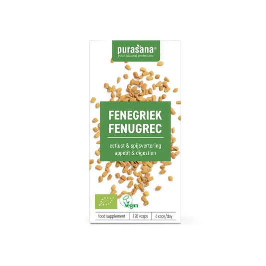 Purasana Fenegriek vegan bio 120 Vegetarische capsules - DrogistWereld