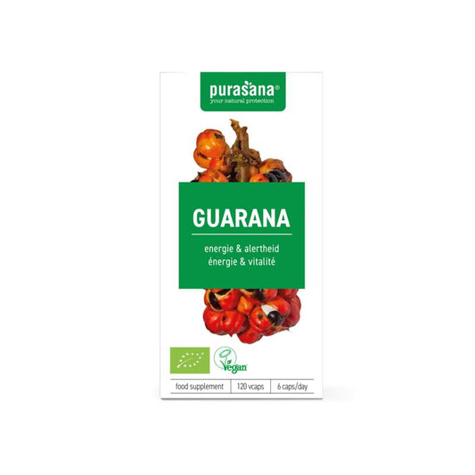 Purasana Guarana vegan bio 120 Vegetarische capsules - DrogistWereld