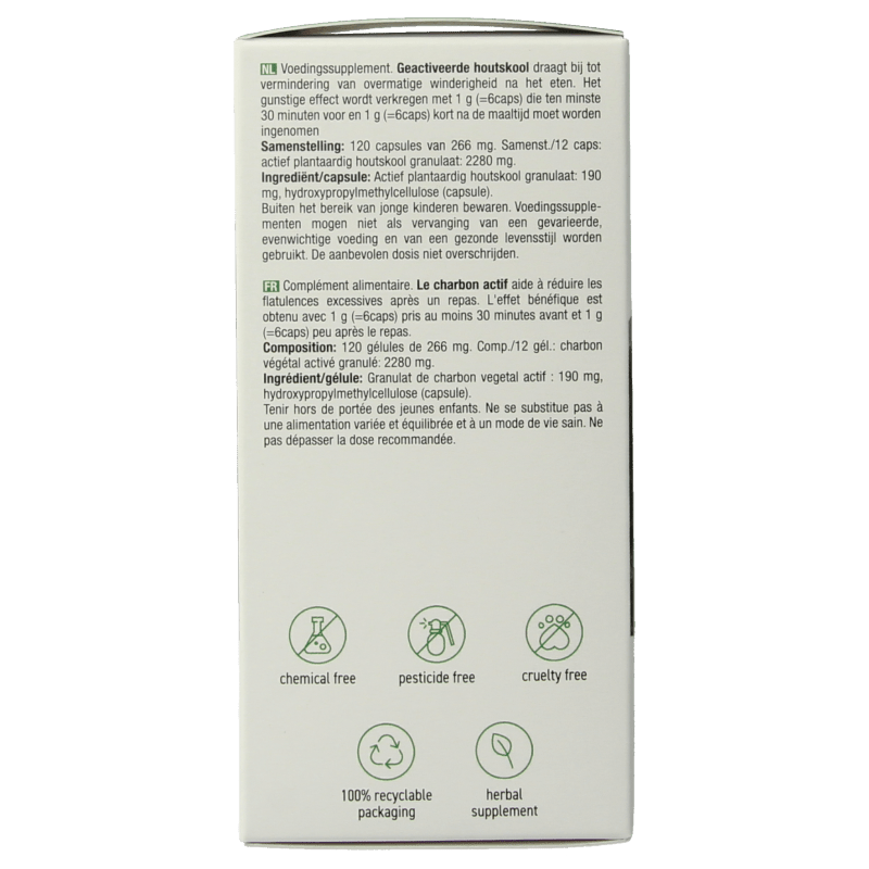 Purasana Plantaardige houtskool vegan 120 Vegetarische capsules - DrogistWereld