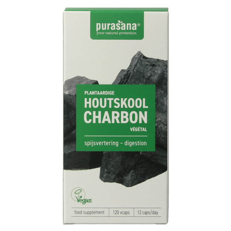 Purasana Plantaardige houtskool vegan 120 Vegetarische capsules - DrogistWereld