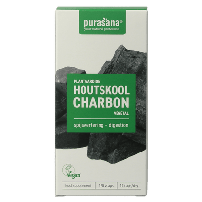 Purasana Plantaardige houtskool vegan 120 Vegetarische capsules - DrogistWereld