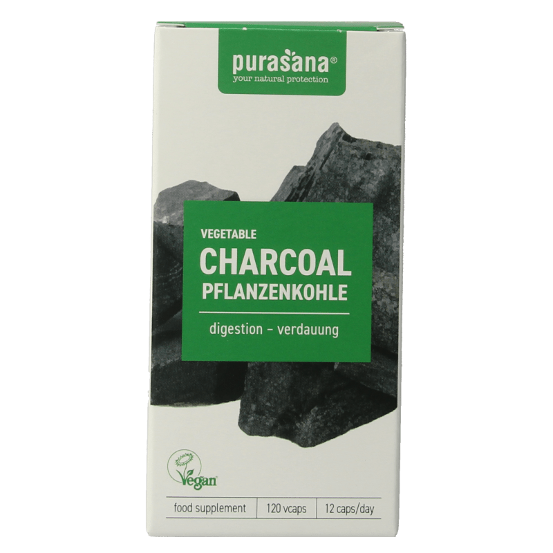 Purasana Plantaardige houtskool vegan 120 Vegetarische capsules - DrogistWereld