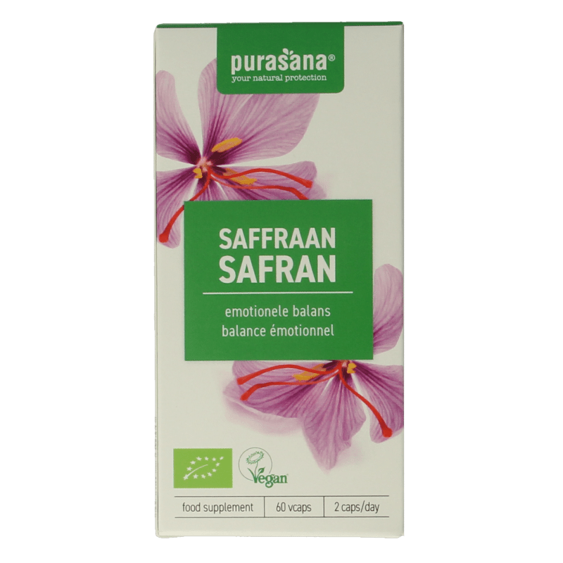 Purasana Saffraan vegan bio 60 Vegetarische capsules - DrogistWereld