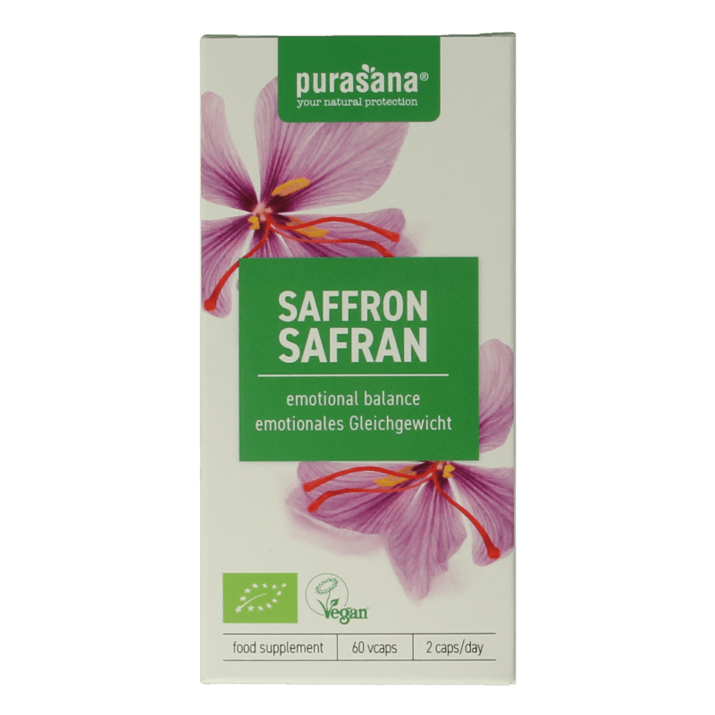 Purasana Saffraan vegan bio 60 Vegetarische capsules - DrogistWereld