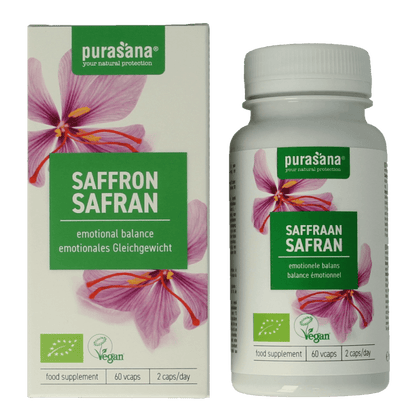 Purasana Saffraan vegan bio 60 Vegetarische capsules - DrogistWereld