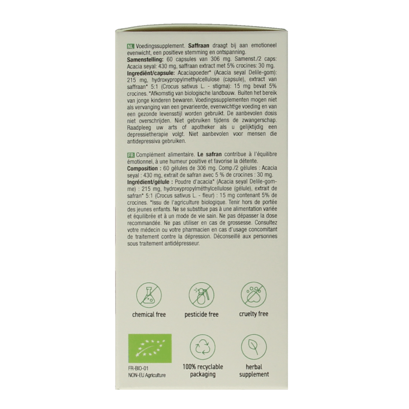 Purasana Saffraan vegan bio 60 Vegetarische capsules - DrogistWereld