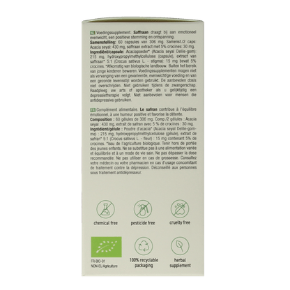Purasana Saffraan vegan bio 60 Vegetarische capsules - DrogistWereld
