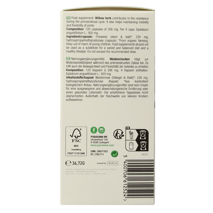Purasana Wilgenroosje vegan bio 120 Vegetarische capsules - DrogistWereld