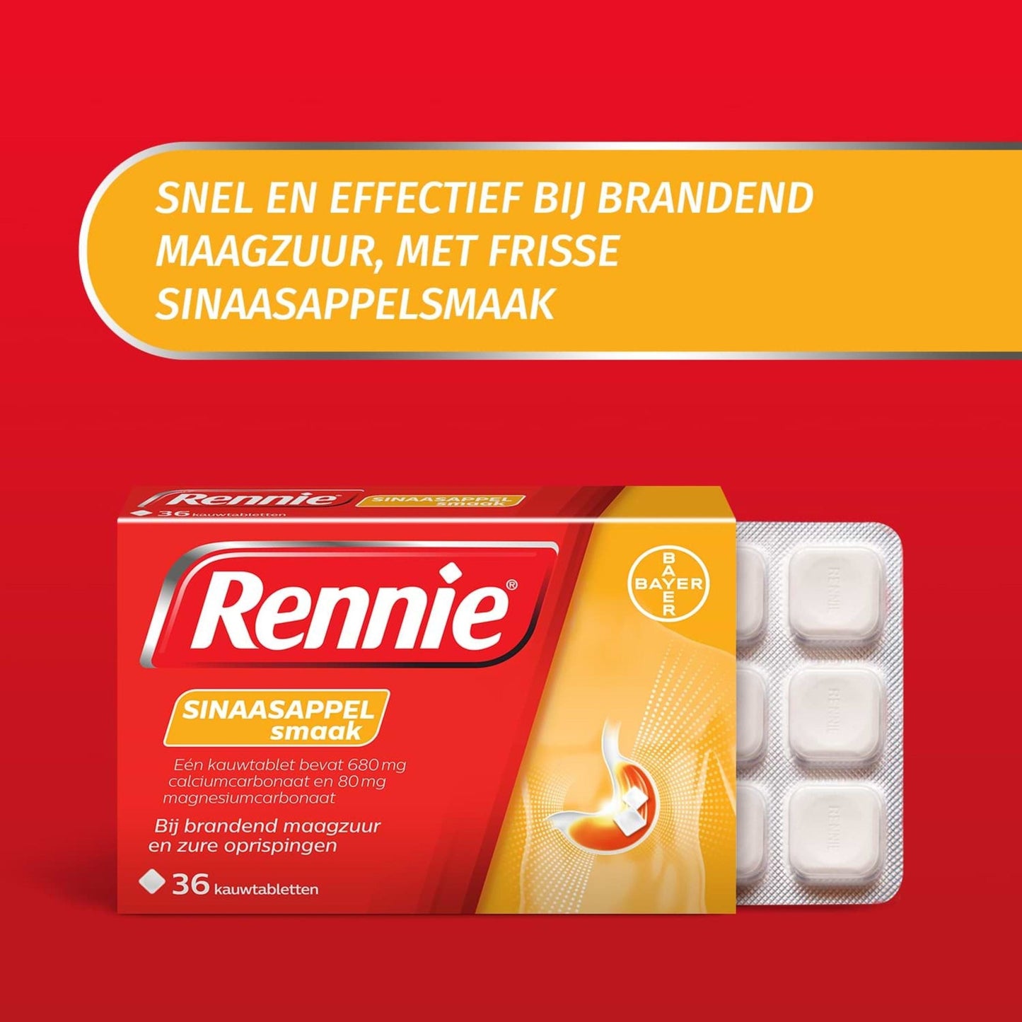 Rennie Sinaasappel 36 Tabletten - DrogistWereld