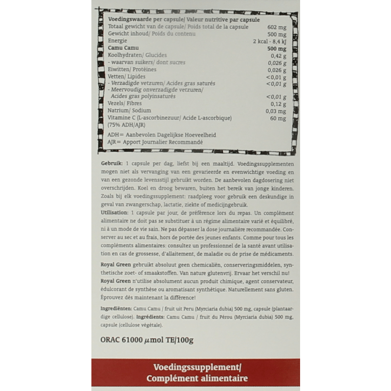 Royal Green Camu camu vitamine C 120 Vegetarische capsules - DrogistWereld