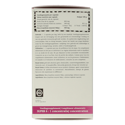 Royal Green Maca bio 60 Vegetarische capsules - DrogistWereld