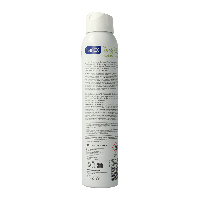 Sanex Deodorant spray zero% respect & control 200 Milliliter - DrogistWereld