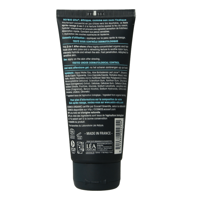 So Bio Etic For men aftershave gel aloe vera 100 Milliliter - DrogistWereld
