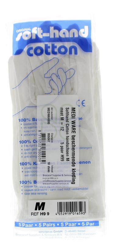 Softhand Verbandhandschoen soft cotton M 12 5 Paar - DrogistWereld