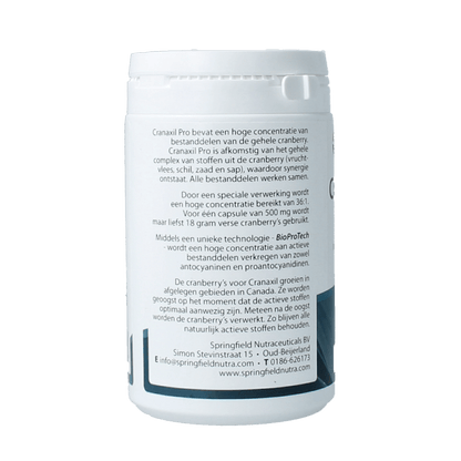 Springfield Cranaxil pro cranberry concentrate 500mg 180 Capsules - DrogistWereld