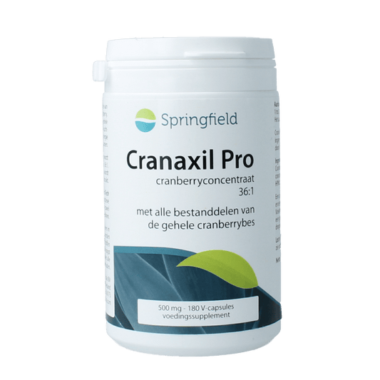 Springfield Cranaxil pro cranberry concentrate 500mg 180 Capsules - DrogistWereld