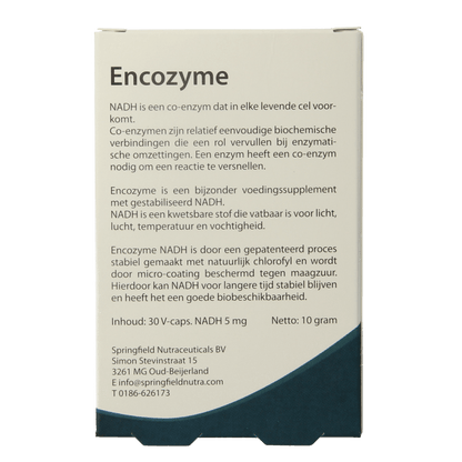 Springfield Encozyme NADH 5mg 30 Capsules - DrogistWereld