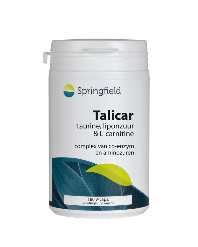 Springfield Talicar I carnitine/taurine/liponzuur 180 Vegetarische capsules - DrogistWereld