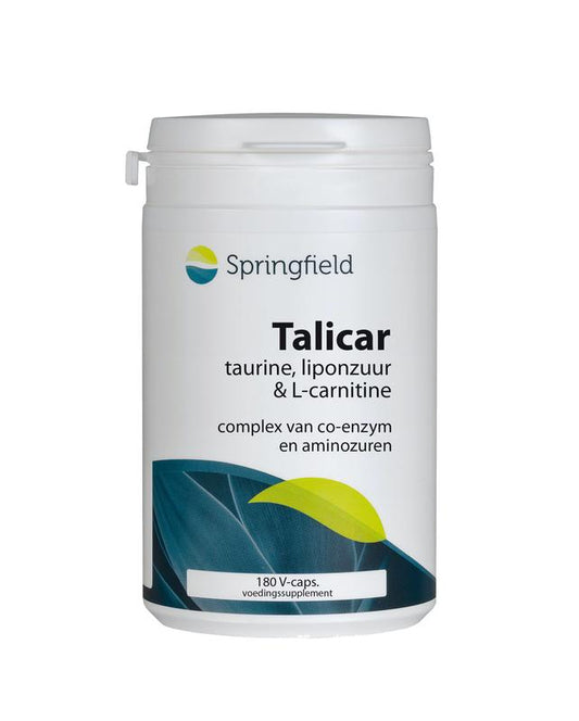 Springfield Talicar I carnitine/taurine/liponzuur 180 Vegetarische capsules - DrogistWereld