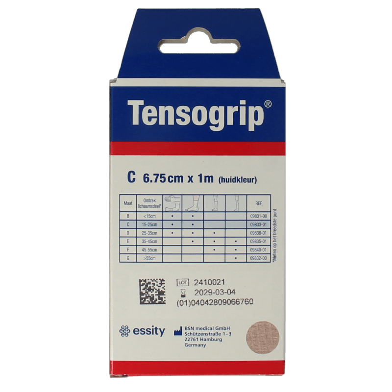 Tensogrip Elastisch buisverband C 1m x 6.75cm huidkleur 1 Stuks - DrogistWereld